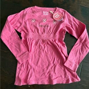 Life Is Good Pink Long Sleeve Tee with Heart Accents